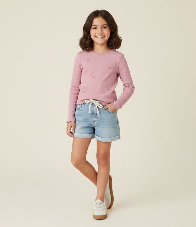 Blusa Infantil Baby Look con Lacitos Puff – Talle 5 a 14 años 1