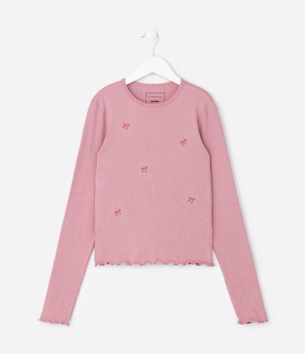 Blusa Infantil Baby Look con Lacitos Puff – Talle 5 a 14 años