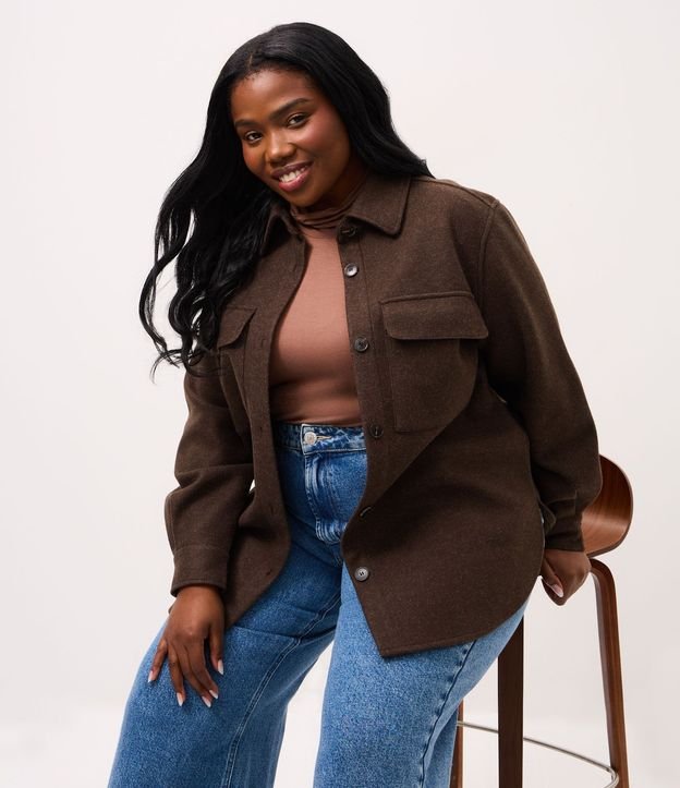 Camisa Leve en Polyvelour Alargada Curve & Plus Size