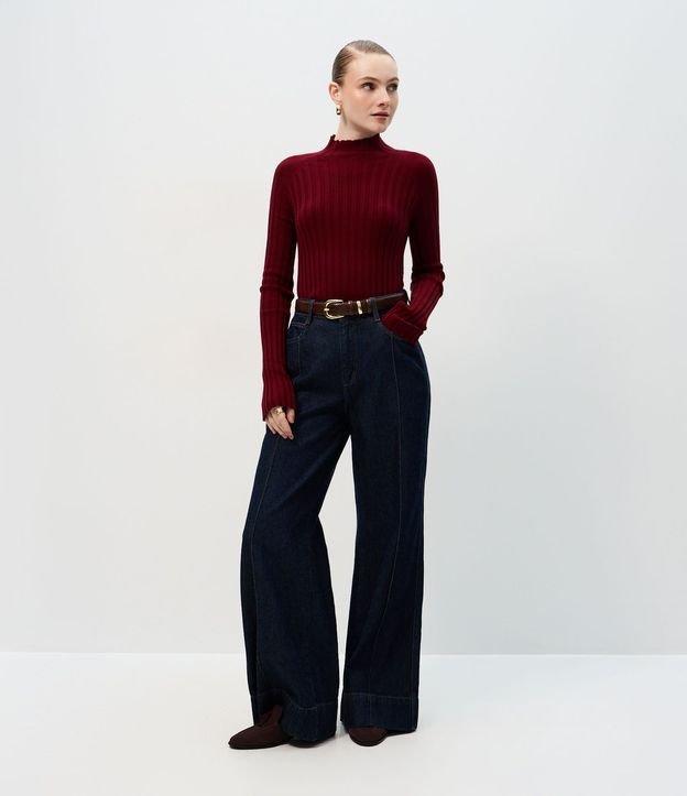 Blusa en Punto con Cuello Alto y Manga Larga 2