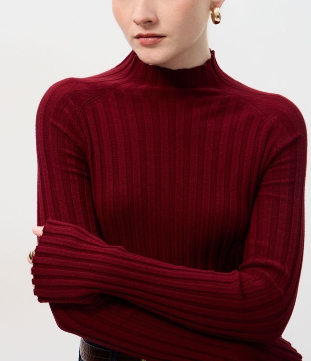 Blusa en Punto con Cuello Alto y Manga Larga 3