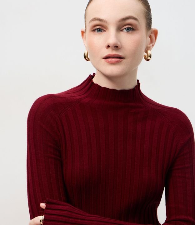 Blusa en Punto con Cuello Alto y Manga Larga 4