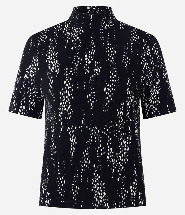 Blusa en Rib con Cuello Ajustada y Estampa Abstracta 4