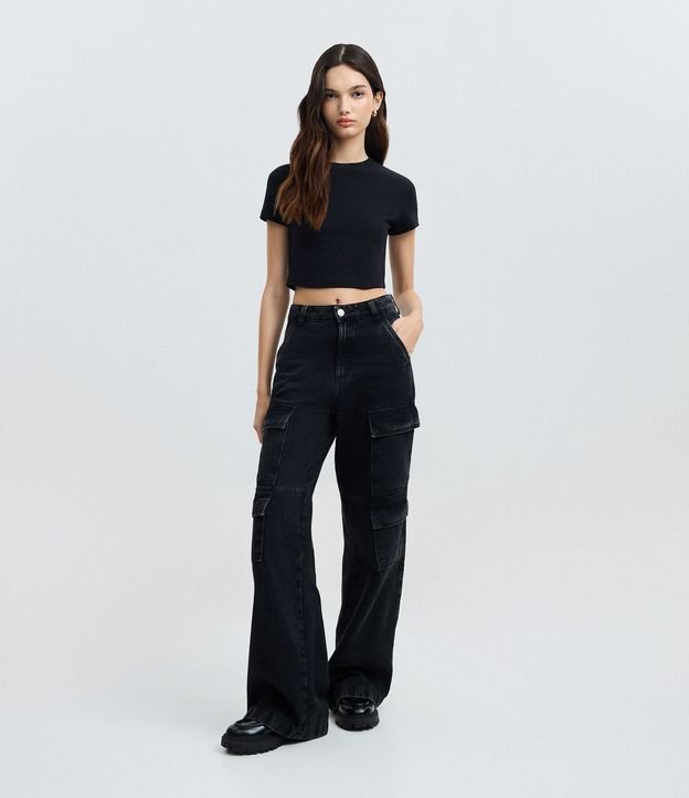 Blusa Cropped Manga Corta en Cotton 2