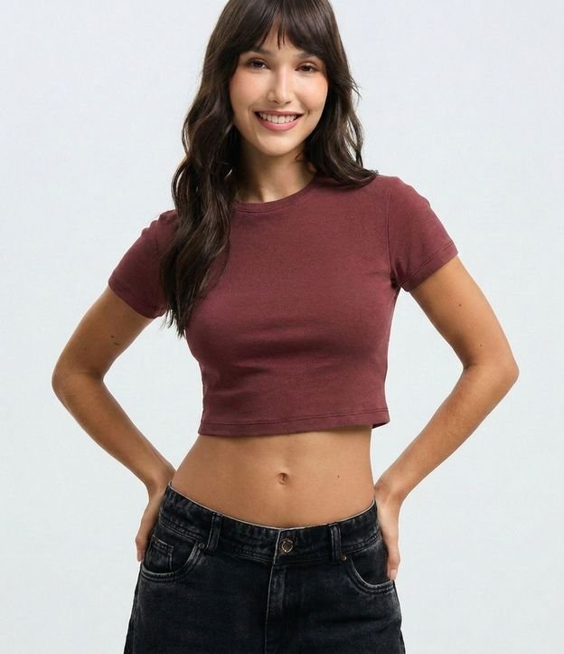 Blusa Cropped Manga Corta en Cotton
