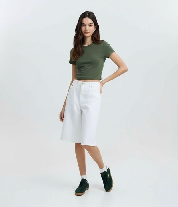 Blusa Cropped Manga Corta en Cotton