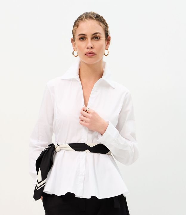 Camisa Peplum en Algodón con Manga Larga