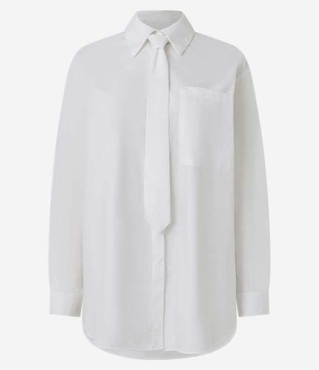 Camisa Alargada en Algodón con Corbata