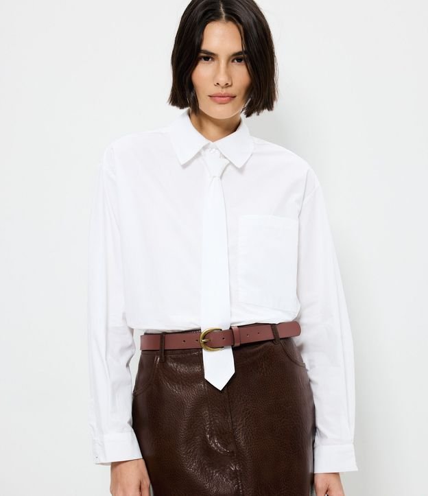 Camisa Alargada en Algodón con Corbata