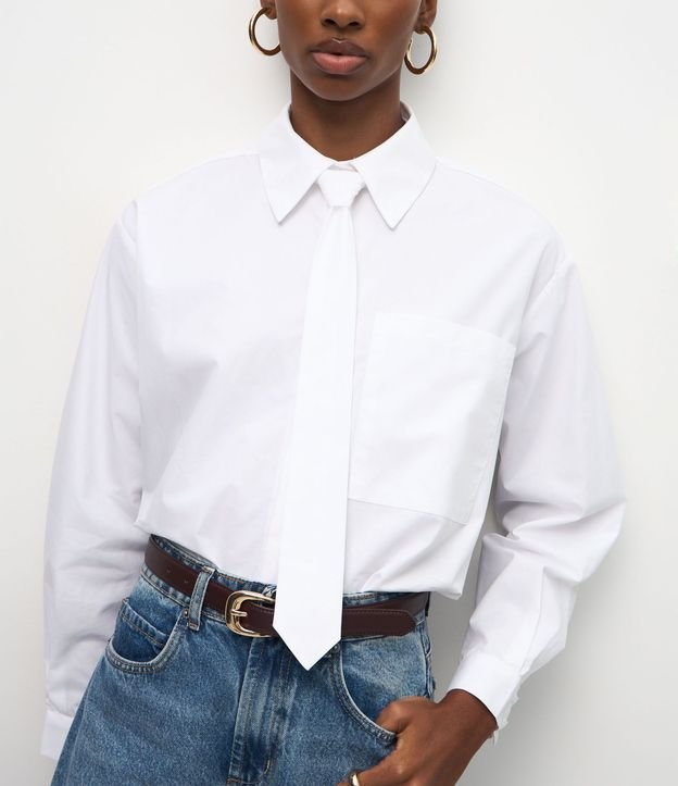 Camisa Alargada en Algodón con Corbata 4