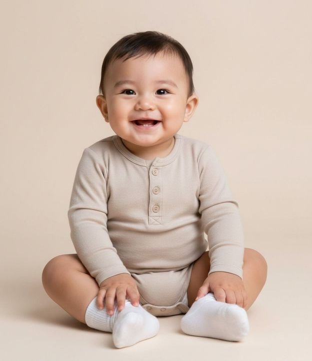 Body Infantil en Piquet con Cuello Henley y Botones – Talle 0 a 18 Meses