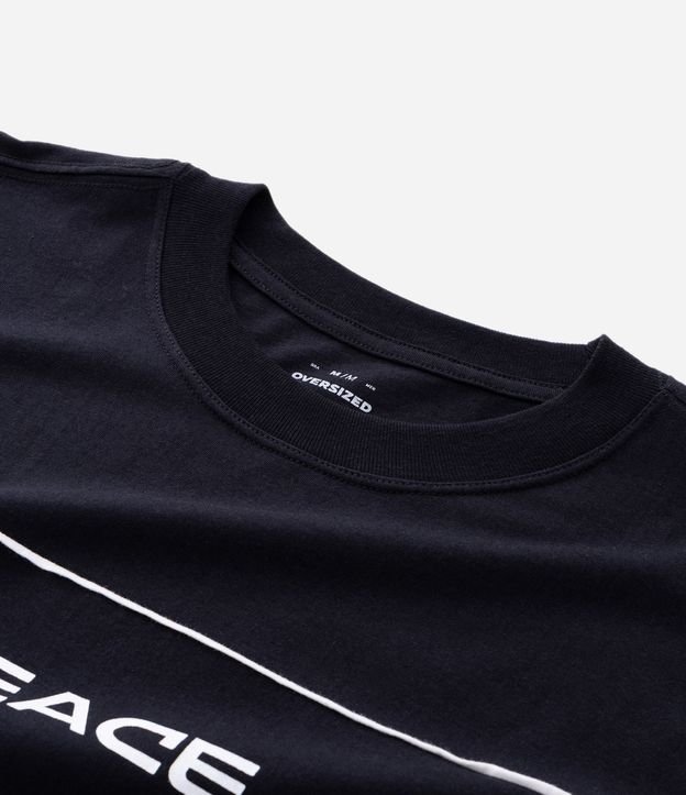 Remera Oversized en Algodón con Estampado Lettering Peace 7