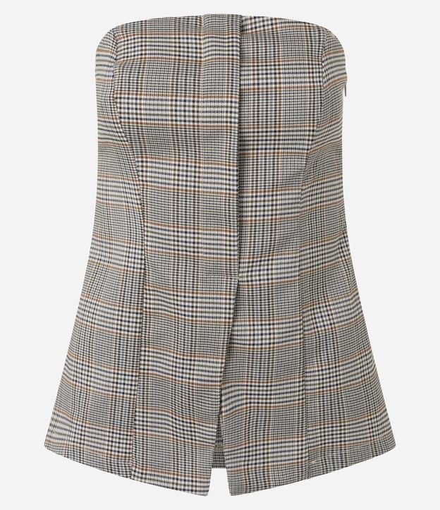 Blusa Sin Breteles Sastre con Estampa de Cuadros 5