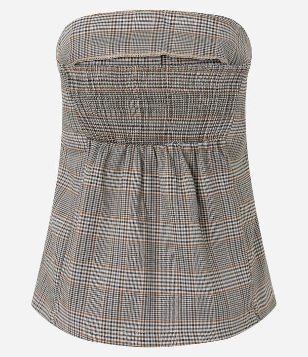 Blusa Sin Breteles Sastre con Estampa de Cuadros 6