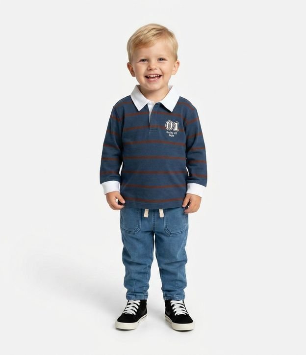 Camisa Polo Infantil Rayas con Bordado – Talle 1 a 6 años