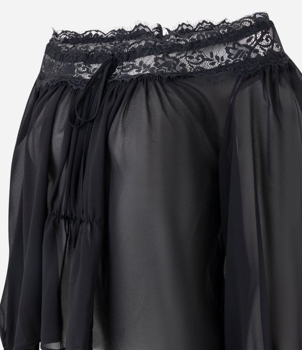 Blusa en Chiffon con Transparencia y Encaje Aplicada 6