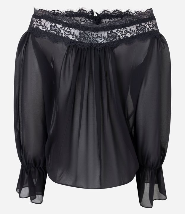 Blusa en Chiffon con Transparencia y Encaje Aplicada 7