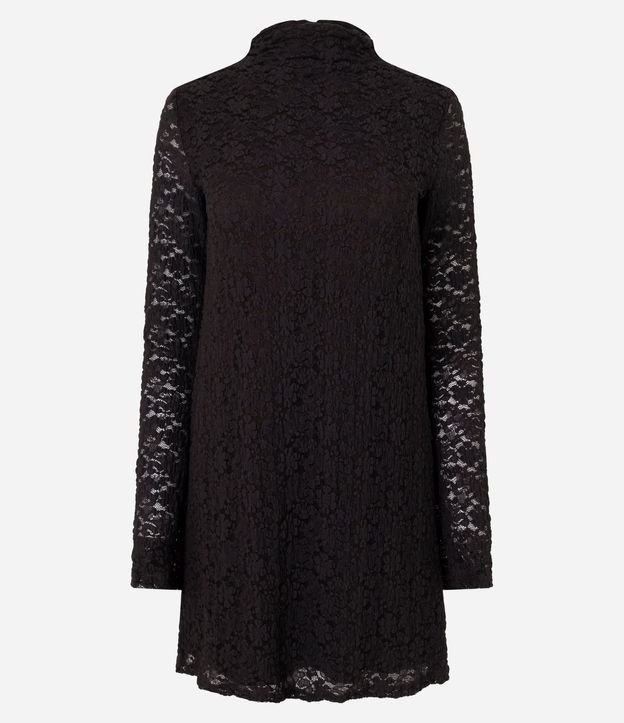 Vestido de Encaje con Manga Larga y Cuello Alto 5