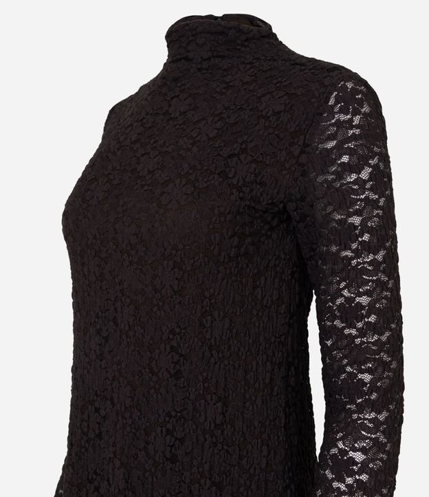 Vestido de Encaje con Manga Larga y Cuello Alto 6