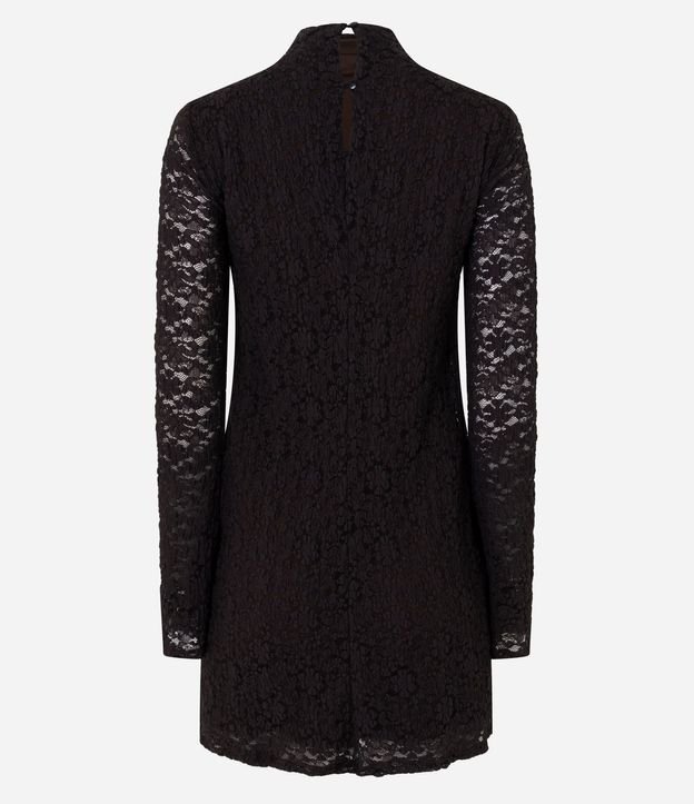 Vestido de Encaje con Manga Larga y Cuello Alto 7