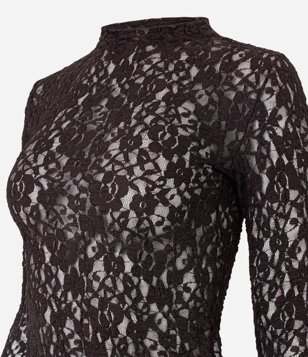 Blusa Segunda Pele en Encaje Texturizada con Manga Larga 6