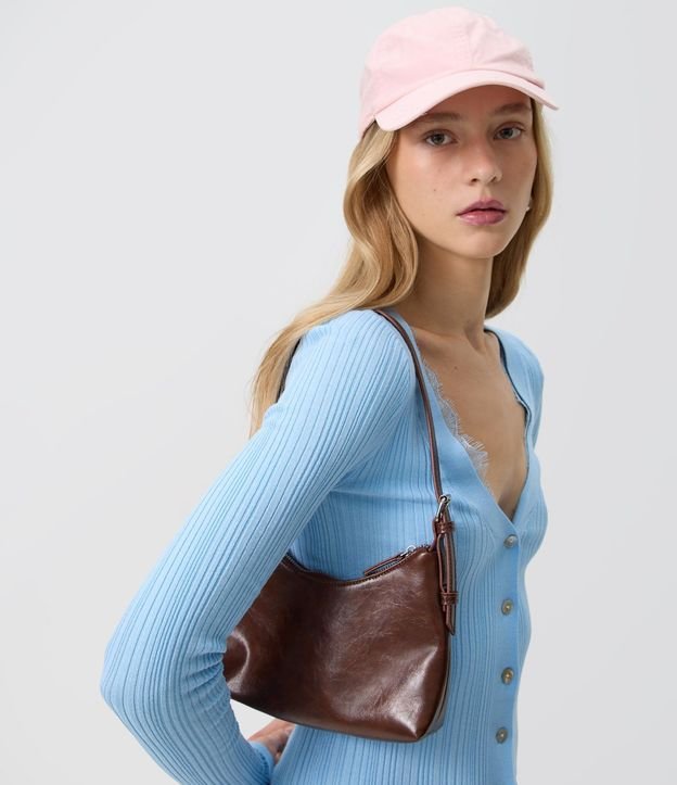 Cartera Baguette Pequeña en PU con Asa Ajustable