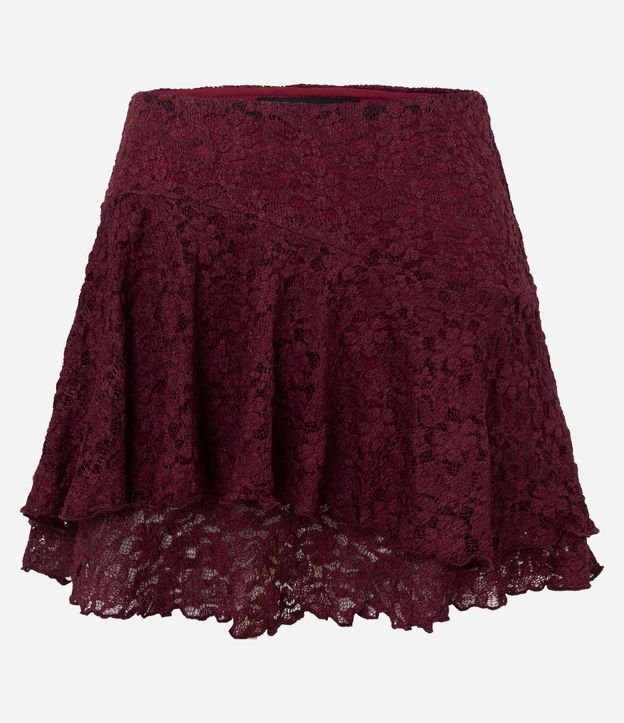 Pollera Corta en Encaje con Volado Asimétrico 4