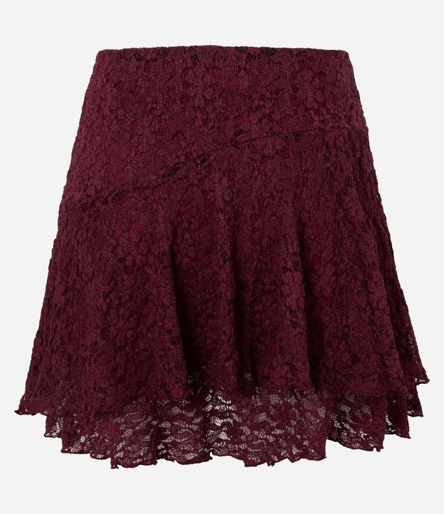 Pollera Corta en Encaje con Volado Asimétrico 6