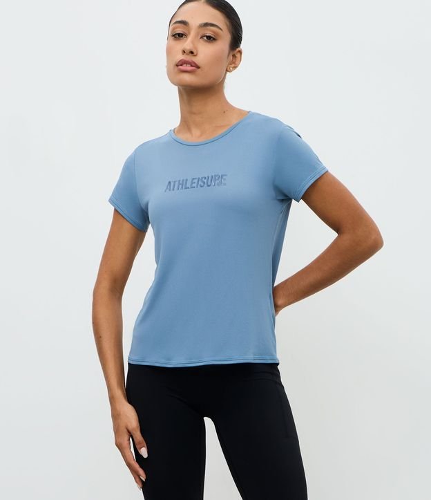 Remera Deportiva Regular en Crepé con Lettering Athleisure
