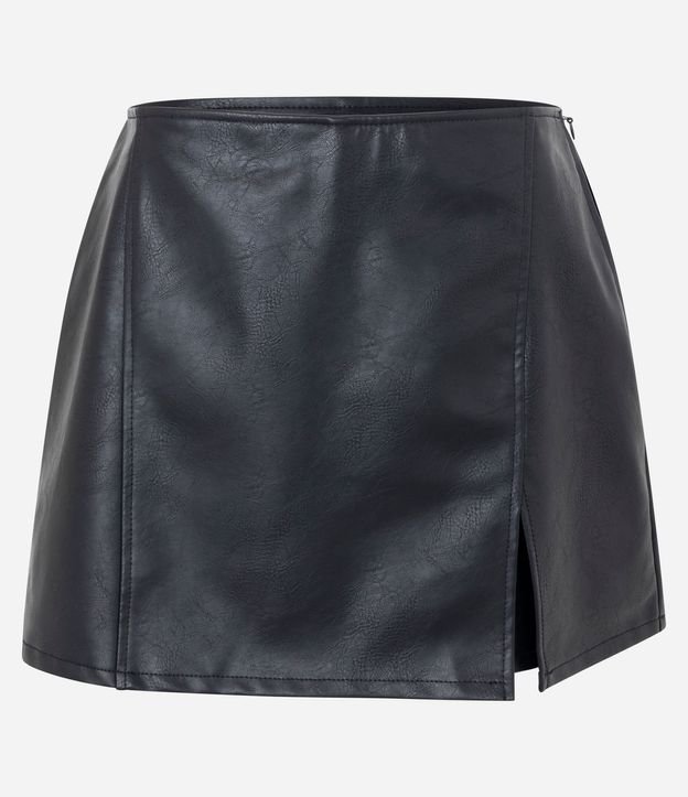 Short Pollera en PU con Encaje Lateral 5