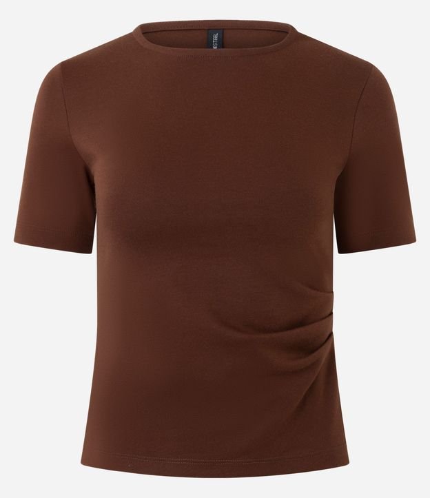 Blusa Manga Corta en Punto Roma con Pliegues Laterales