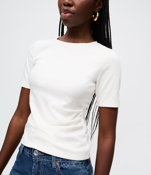 Blusa Manga Corta en Punto Roma con Pliegues Laterales 3