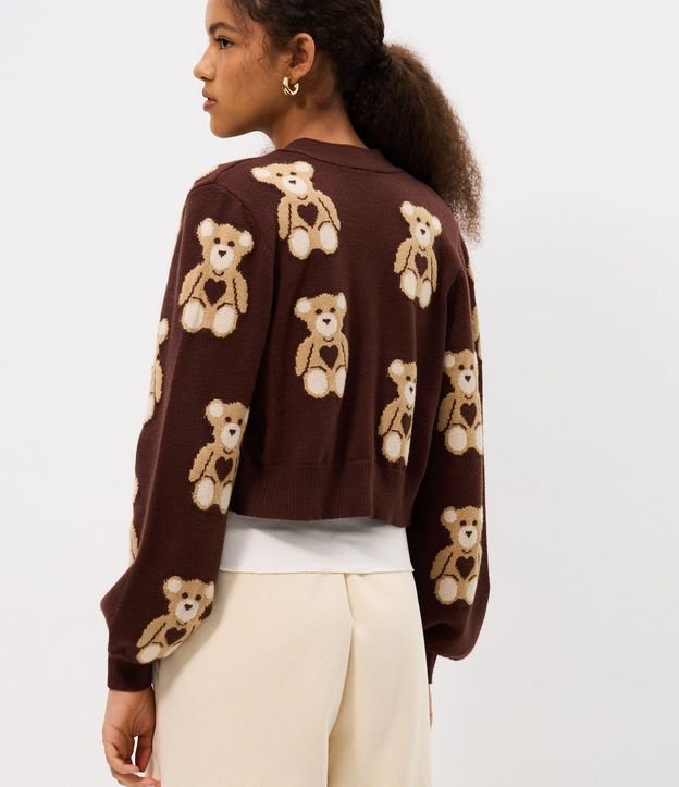 Cardigan Corto en Jacquard con Botones y Ositos en Repetición 5