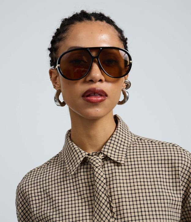 Camisa Oversized de Cuadros con Corbata 5