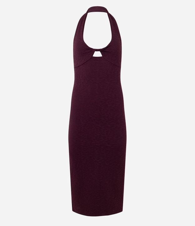 Vestido Midi Frente Única Texturizado con Nudo en el Busto 5