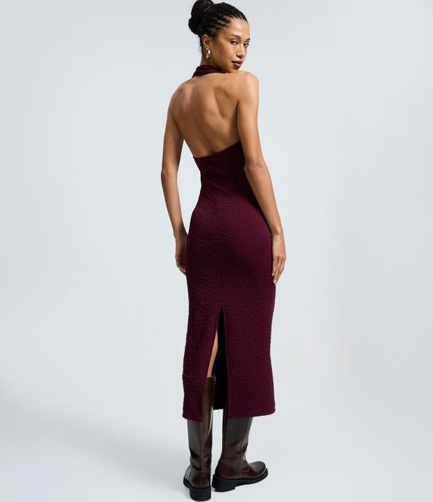 Vestido Midi Frente Única Texturizado con Nudo en el Busto 4