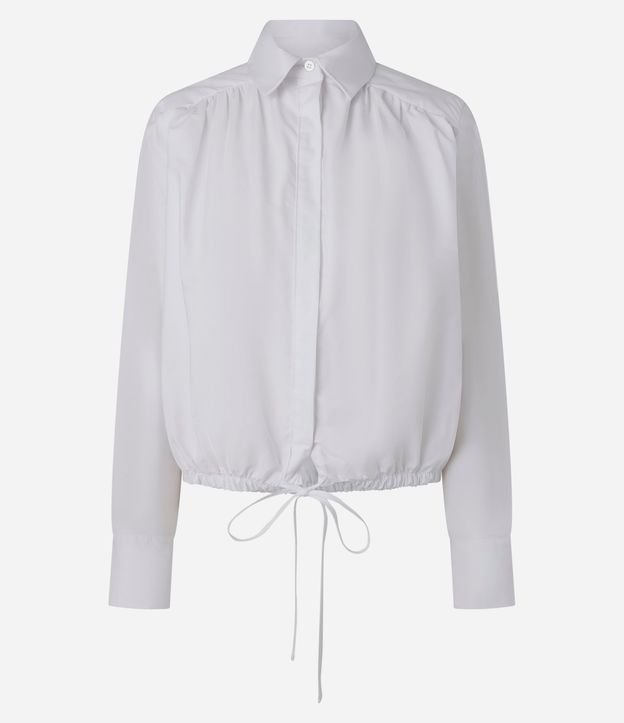 Camisa en Tricolina con Ajuste por Lazo en  el Ruedo