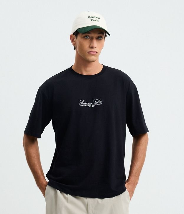Remera Boxy en Algodón con Lettering Bordado 1