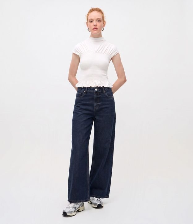 Pantalón Wide Leg en Jeans con Cintura Baja