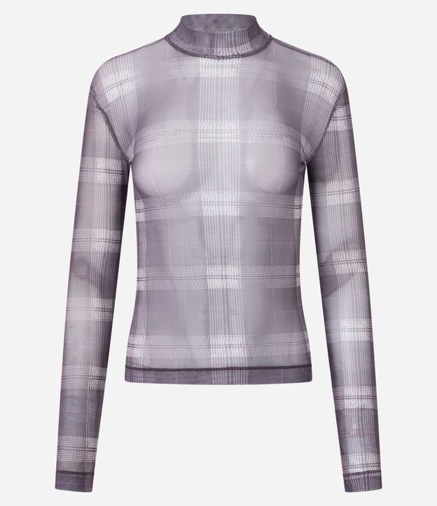 Blusa en Tule con Estampa de Cuadros 5