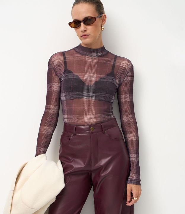 Blusa en Tule con Estampa de Cuadros 1