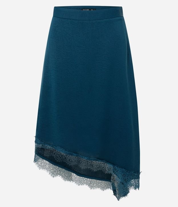 Pollera Midi Satinada con Ruedo Asimétrico y Encaje Aplicado 5