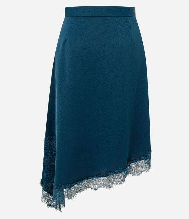Pollera Midi Satinada con Ruedo Asimétrico y Encaje Aplicado 6