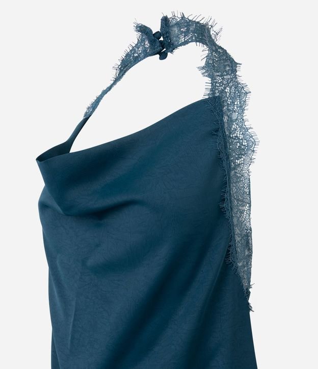 Blusa Frente Única en Satén con Escote Degagê y Encaje en el Ruedo 4