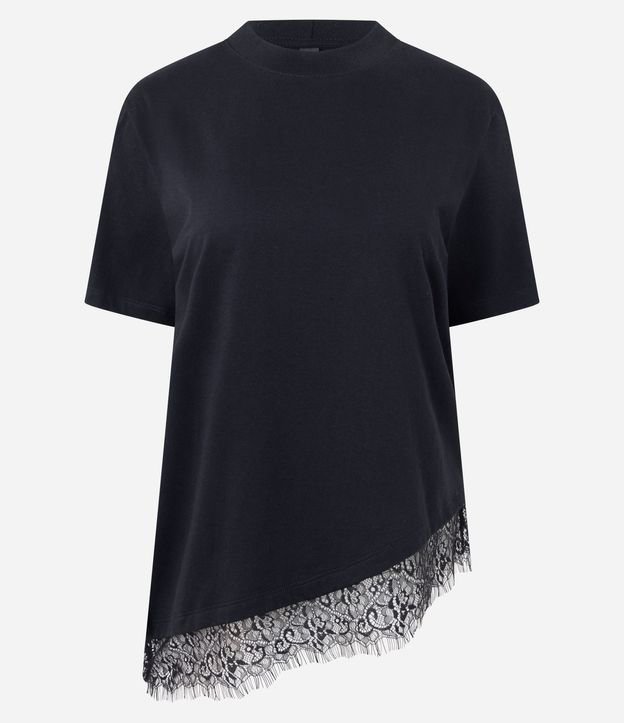 Remera Alargada con Ruedo Asimétrico en Encaje 5