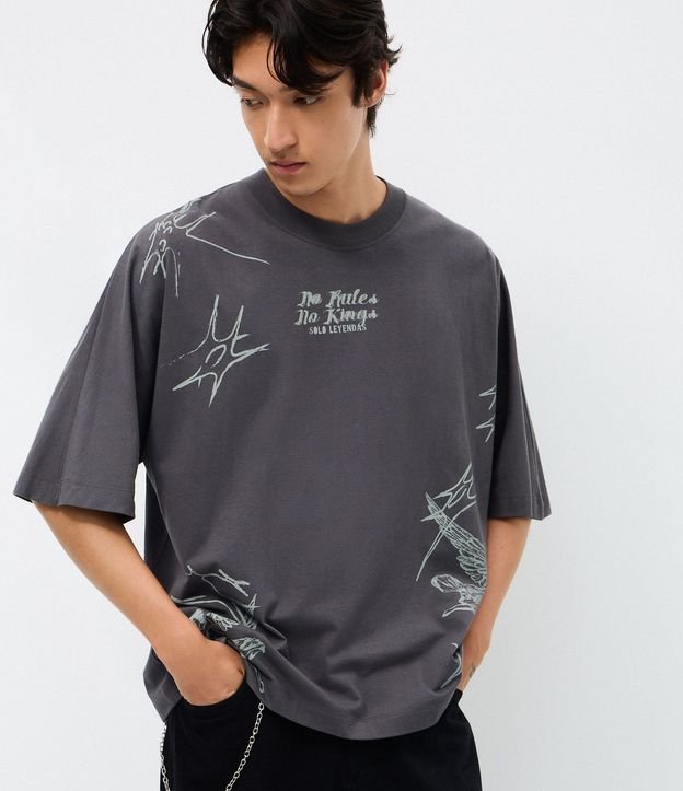 Remera Oversized Manga Corta en Algodón con Estampa No Mercy 3