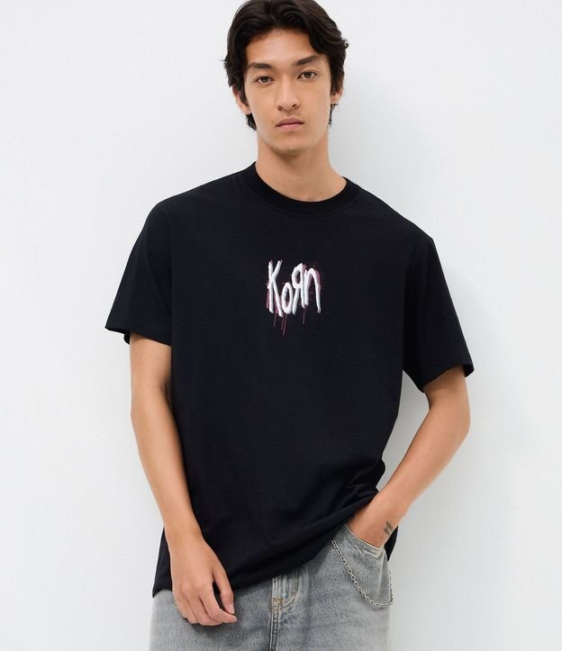 Remera Manga Corta en Algodón con Estampa Frontal de Korn 1