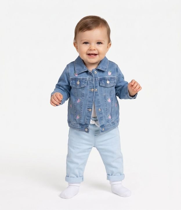 Pantalón de Jean Bebé con Cintura Elástica y Moña – Talle 03 a 18 Meses 2