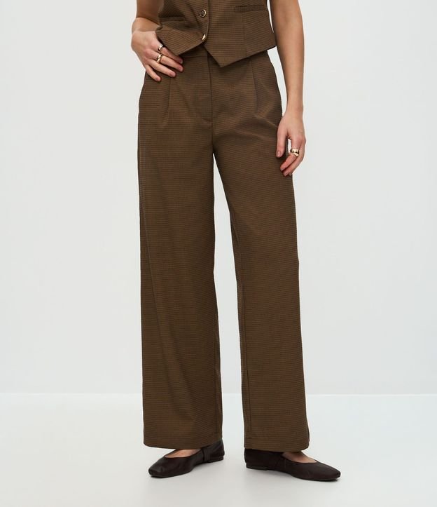 Pantalón Recto Sastre con Estampa Pied de Poule 3