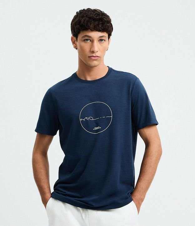 Remera Regular en Algodón con Estampa de Montaña
